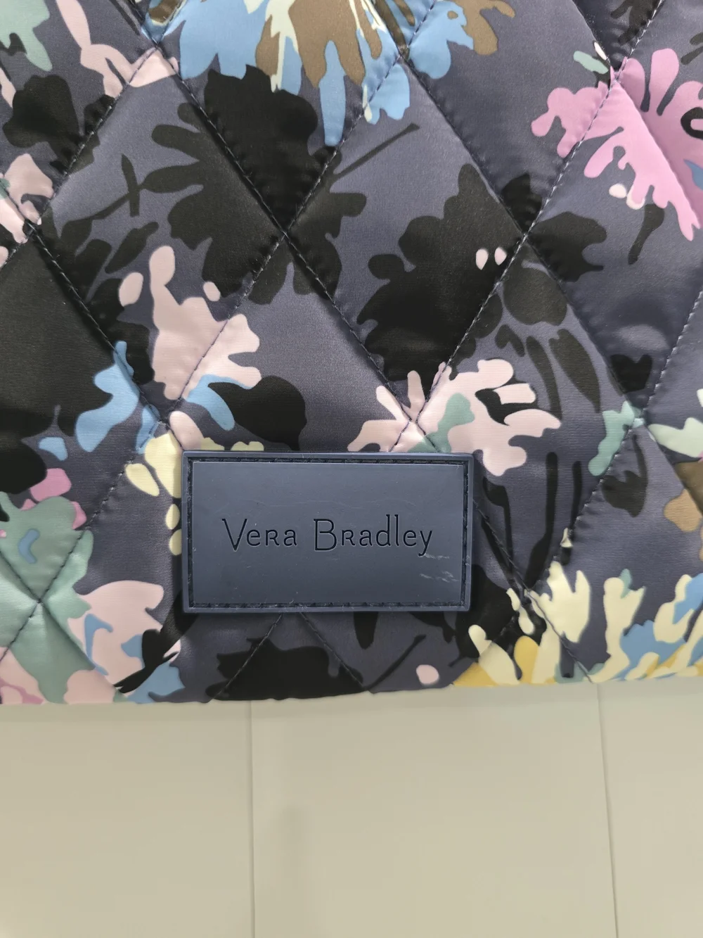 Vera Bradley Navy Quilted Floral Laptop Crossbody